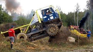 Truck trial in deep mud - two truck TATRA on Off Road MUDFEST