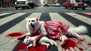 Cat Family Motorcycle Crash Sad Story #cat #cute #ai #catlover #catvideos #cutecat #aiimages #aicat