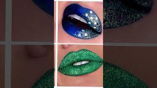 Glitter blue  vs glitter green dress  lipstick  nails #chooseyourgift #choose #shorts