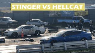 KIA Stinger GT vs Dodge Hellcat Drag Race