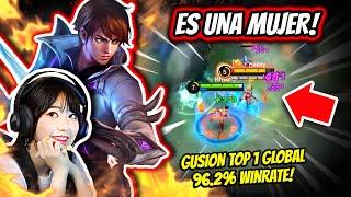 SHE IS THE FIRST WOMAN TO BE A TOP GUSION GUSION TOP 1 GLOBAL 96.2% WINRATE  MOBILE LEGENDS