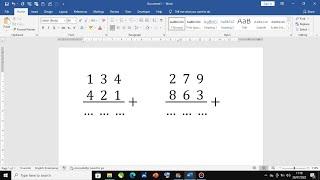 How to Make Addition Three Digit Numbers in Microsoft Word ll Maths