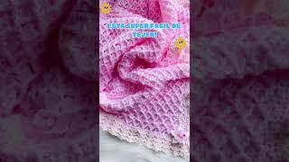 Aprende a tejer una manta o cobijita para bebé con gancho paso a paso con orilla preciosa #shorts