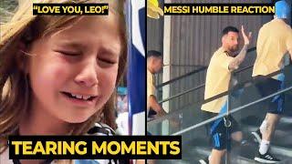 Messi fan girl cant stop crying after met Messi in front of the hotel  Football News Today