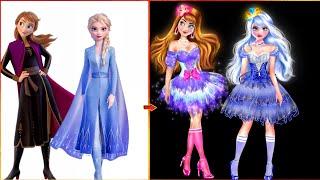 Disney Princess Elsa and Anna Fashion glow up transformation into Anime style  Dolls Dress up