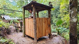 Build an outdoor bathroom with wood in harsh weather conditions  Green Forest Farm