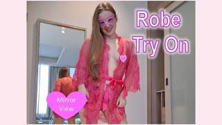 4K Transparent Robes Try On Haul With Mirror View  Masked Model #maskedmodelvids