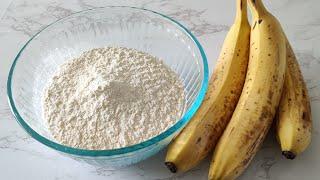 Only banana and flour no egg no milk no sugar no butter and no knead. Easy recipe for vegans