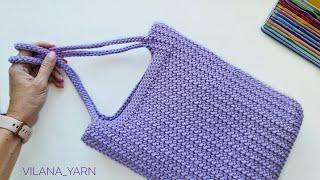 Сумка Алиса крючком из полиэфирного шнура Crochet bag tutorial