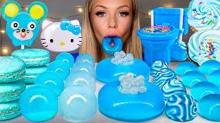 ASMR CLEAR & BLUE FOOD TWIST CANDY POP ICE EATING CUPCAKE POPPING BOBA JELLY MUKBANG 먹방 HUNNIBEE