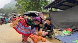 Harvest big oranges red potatoes Go Countryside Market Sell. 2 year living off grid in forest