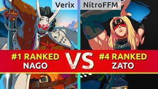 GGST ▰ Verix #1 Ranked Nagoriyuki vs NitroFFM #4 Ranked Zato. High Level Gameplay