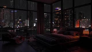 Sad Rain️ - Alone In A Luxurious Bedroom Overlooking The Street On A Rainy Night To Sleep 