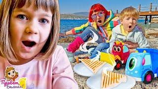 Игры с детьми на пляже – Машинки Мокас и конвертики с сыром – Рецепты в шоу для детей Привет Бьянка