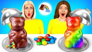 Rainbow Desserts Challenge  Mukbang with Only One Color Food by RATATA POWER