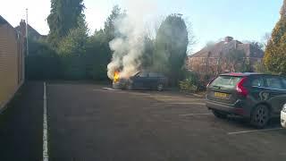 Burning car - 2 of 6 - Flames appear & Fire Brigade arrive