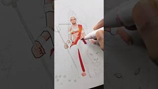 Durga Maa Drawing  Ohuhu Markers  tutorial #shorts