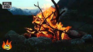 Crackling Mountain Campfire with Relaxing River Wind and Fire Sounds HD