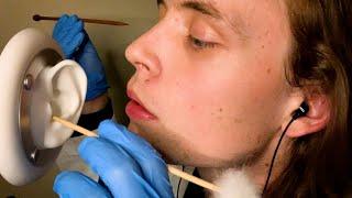 ASMR DEEP EAR CLEANING EXAM  UP CLOSE WHISPERING doctor roleplay sensitive mic ear to ear