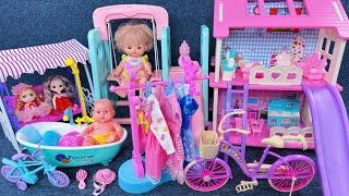 11 Minutes Satisfying with Unboxing Pink Princess House Playset，Doll Bicycle Toys ASMR  Review Toys