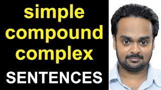 SIMPLE COMPOUND COMPLEX SENTENCES - with Examples Exercises - Sentence Clause Structure - Grammar