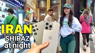 IRAN  Walking in Shiraz City at night  Mobile Center Vlog 2024