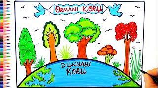 Orman Haftası Resmi Çizimi  Orman Haftası İle İlgili Resim Çizimi - World Forest Day Drawing