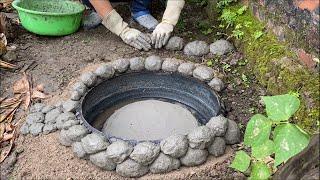 Garden Decoration Ideas from Cement and Old tires  Garden design with beautiful Small Aquarium