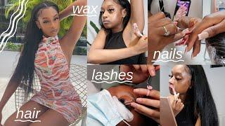 VACATION MAINTENANCE VLOG   COME WITH ME TO GET MY NAILS LASHES & HAIR DONE BEFORE I LEAVE