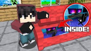 I Built a SECRET GAMING ROOM in My Friends Couch in Minecraft