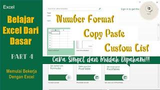 Belajar Excel Dasar Part 4  Excel Dari Nol  Number Format Copy pPaste Custom List di Ms Excel