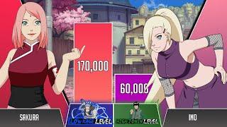 SAKURA vs INO Power Levels  Naruto POWER LEVELS 