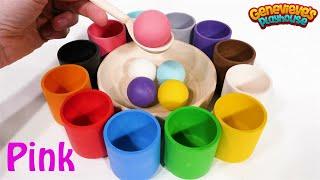 Rainbow Balls and Cups - Learn Colors Numbers and Spanish Words for Toddlers and Babies