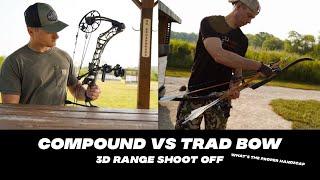 Compound vs trad bow shoot off  fun at 3d