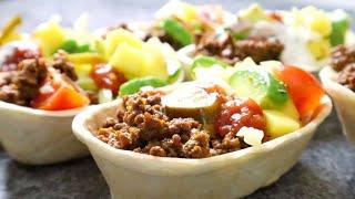 TACO Boats filled with Ground Beef and Mango Salsa