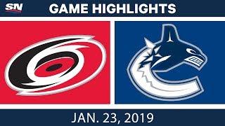 NHL Highlights  Hurricanes vs. Canucks - Jan. 23 2019