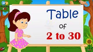 Table of 2 to 30  Multiplication Table 2 to 30  Elearning studio