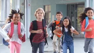 group of elementary school kids running in a school corridor   Free Stock Footage   No Copyright