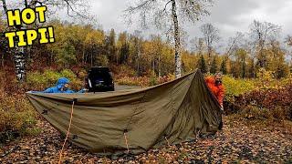 CAMPING in a HOT TENT during a RAINSTORM - What Happened?