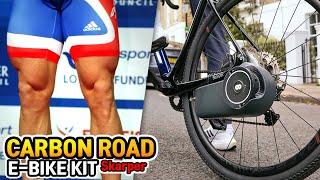 When installed on a carbon road bike the E-BIKE Kit by Skarper seems like it will be a game-changer