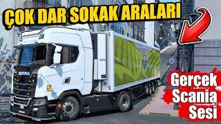 ÇOK DAR SOKAK ARALARINA GİRİYORUZ  GERÇEK SCANİA SES MODU  DSL MAP 