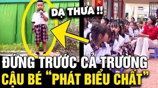 Lên phát biểu TRƯỚC TOÀN TRƯỜNG ở lễ khai giảng cậu bé làm gia đình HÃNH DIỆN  Tin Nhanh 3 Phút