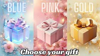 Choose your gift  3 gift box challenge Blue Pink & Gold  2 good and one bad #pinkvsblue