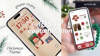 iOS 17 AESTHETIC CUSTOMIZATION  CHRISTMAS THEME  custom iphone theme widgets icons tutorial