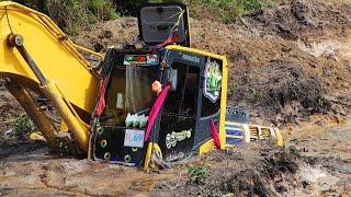 Incredible Excavator Accidents Sinking In Mud - Amazing Heavy Recovery Excavator Stuck In Mud