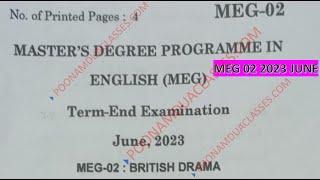 Meg 02 British Drama 2023 June Question Paper Ignou