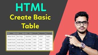 How to create table in HMTL  HTML code for creating table  Code for table in HTML  In Hindi