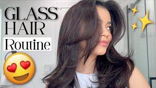 The BEST Glass Hair Routine - Shiny Healthy & Frizz-Free Hair FOR DAYS 