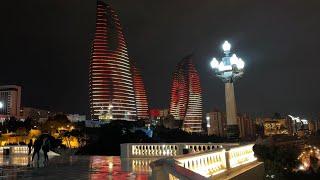 Azerbaijan Part 4-Cheapest 4 star hotel review in Nizami street Baku night view snowfall-City Tour