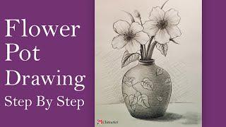 Beautiful Flower Pot Drawing with Pencil Shading Step By Step  How to Draw Flower Pot for Beginners